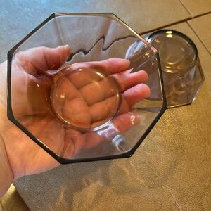 Vintage Hazel Atlas Moroccan amethyst octagonal glass bowls- Set of 2
